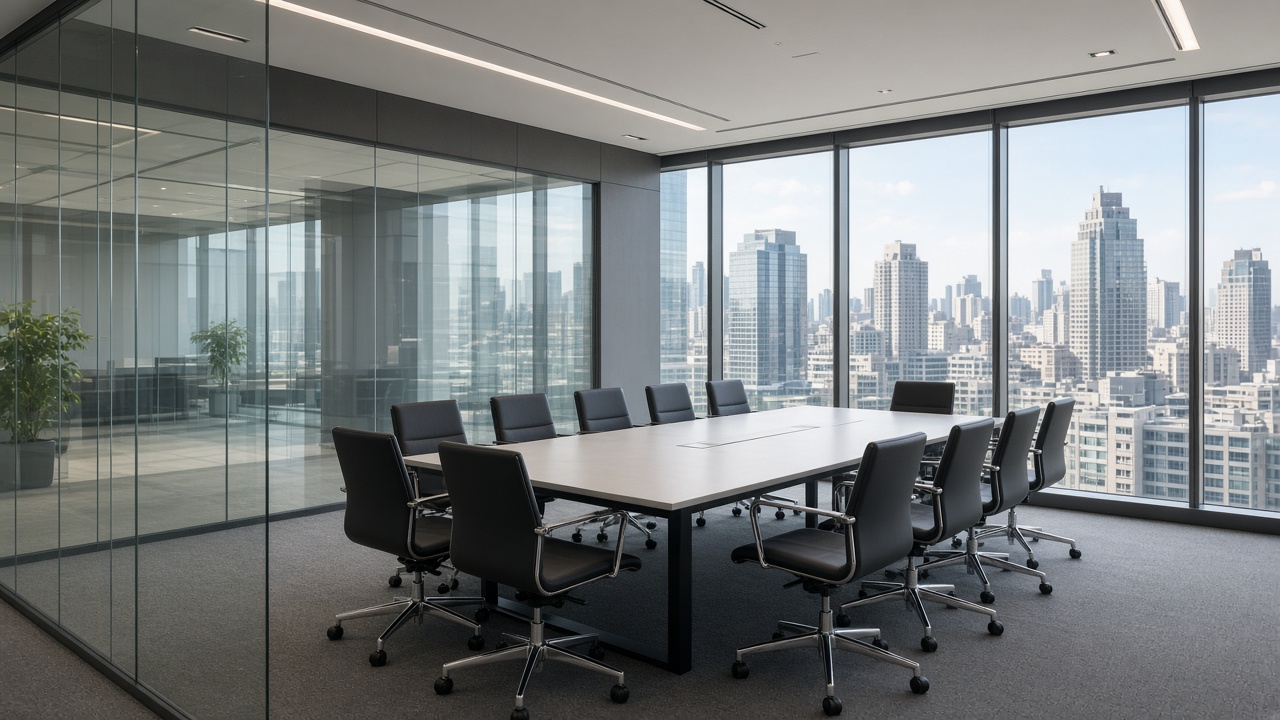 People talking in a bright professional office